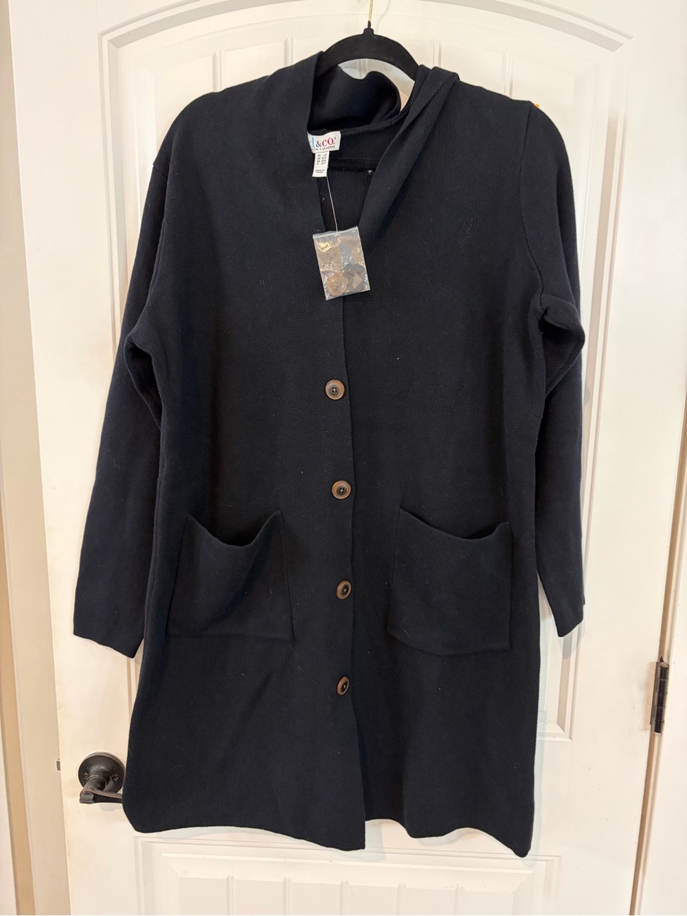 Cozy Black Long Button Cardigan Sweater